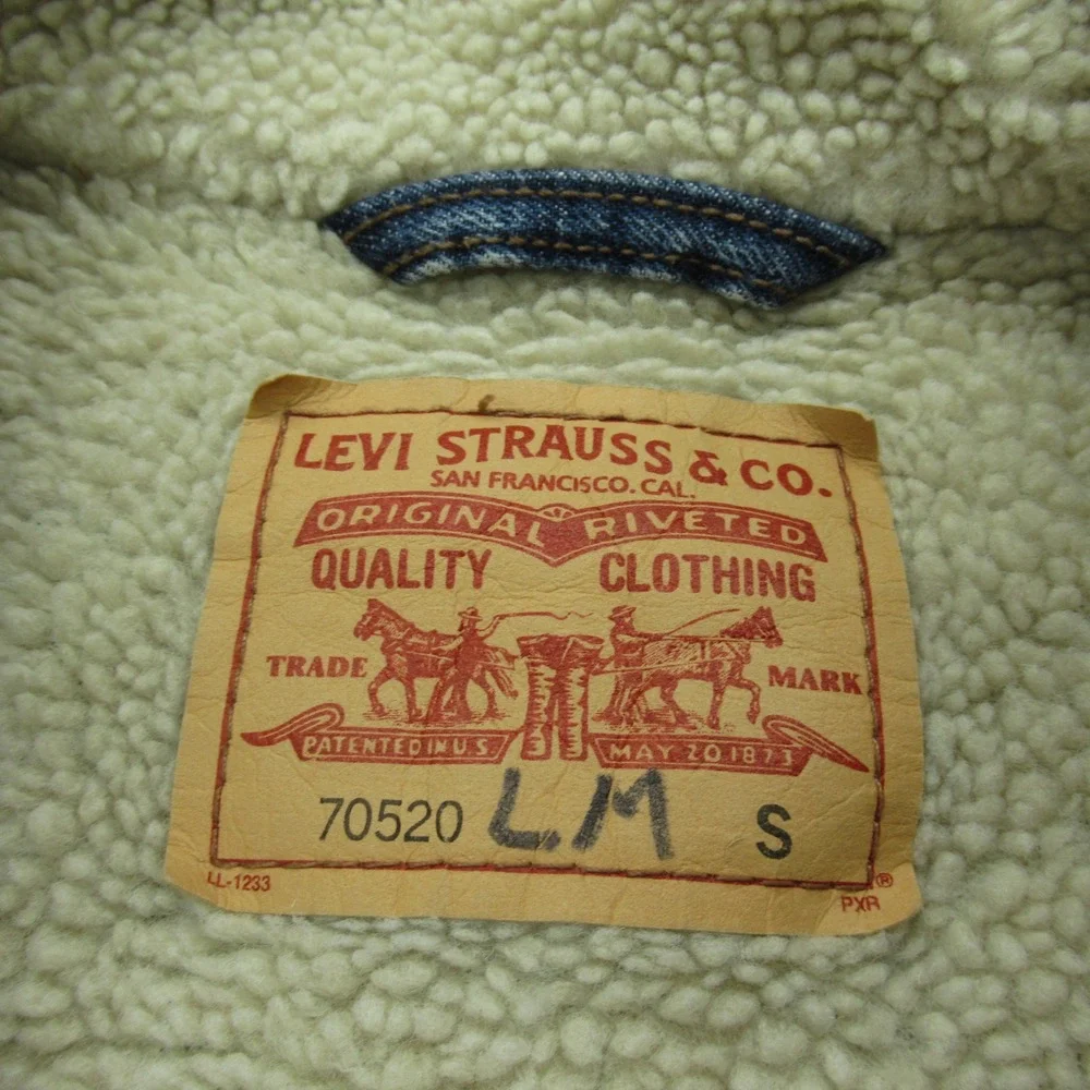 Levis Denim Jacket Mens Small Blue Sherpa Lined Insulated Button Front Trucker - Picture 4 of 13